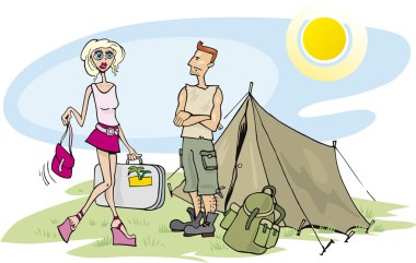 Blonde girl on camp clipart