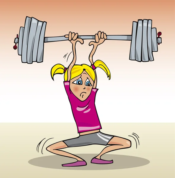 stock vector Girl lifting heavy weight