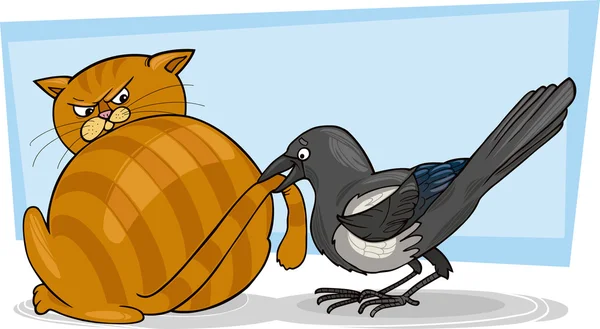 แมวและ Magpie — ภาพเวกเตอร์สต็อก
