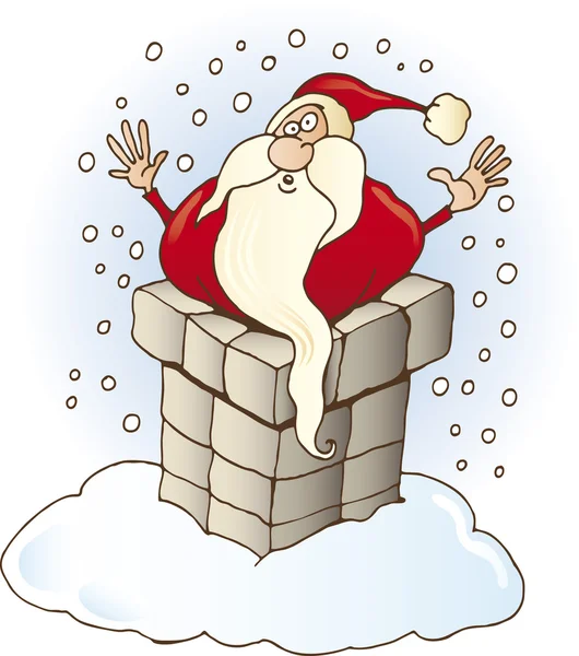 Santa Claus stuck in chimney — Stock Vector