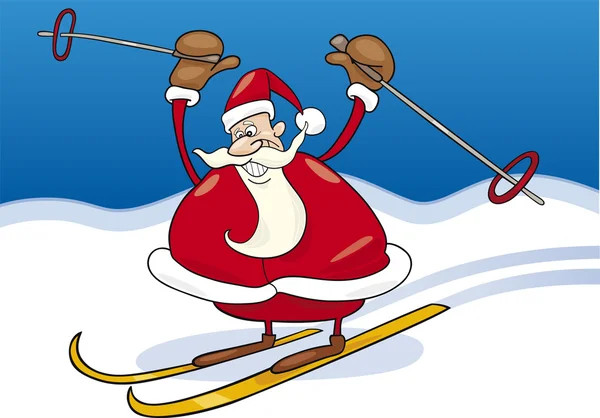 stock vector Santa claus on ski