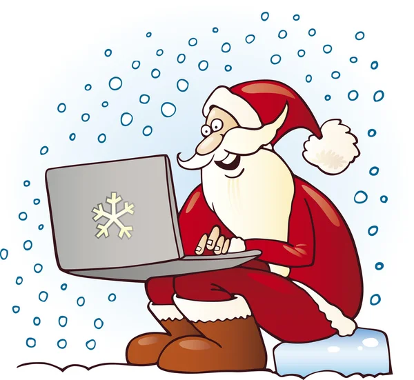 stock vector Santa claus with laptop