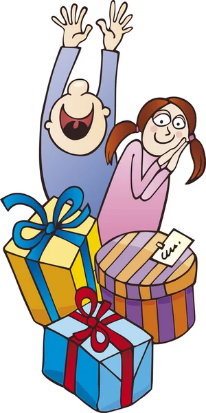 Kids and gifts — Stock Vector