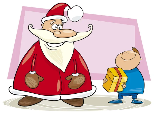 Santa Claus con chico — Vector de stock