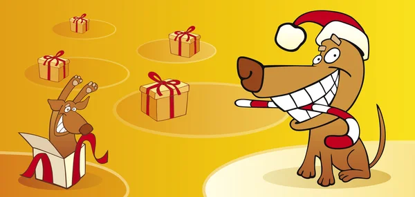 クリスマス犬 — ストックベクタ