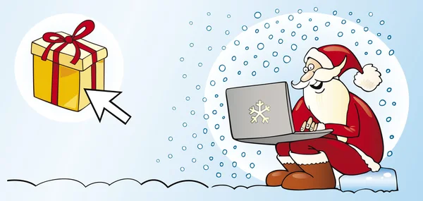Santa claus with laptop — Stock Vector