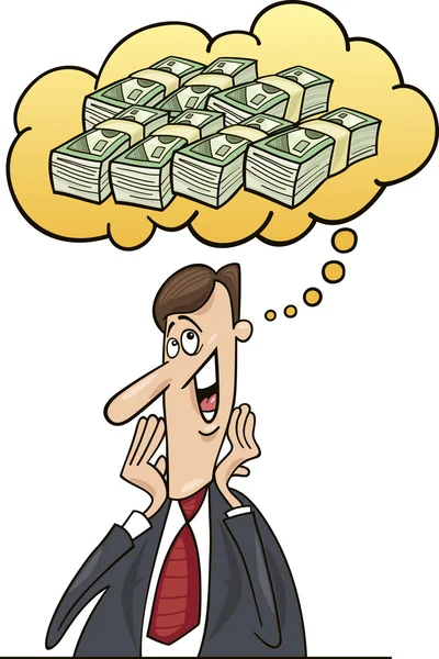 Homme d'affaires penser à l'argent — Image vectorielle