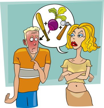 Woman shouting at man clipart