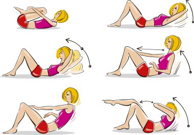 Woman doing abdominal exercises clipart