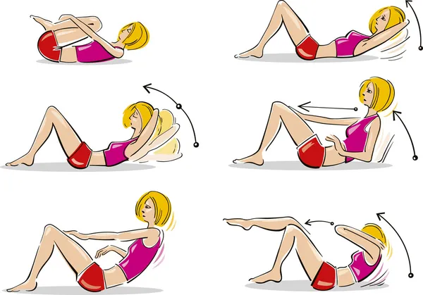 Femme faisant des exercices abdominaux — Image vectorielle
