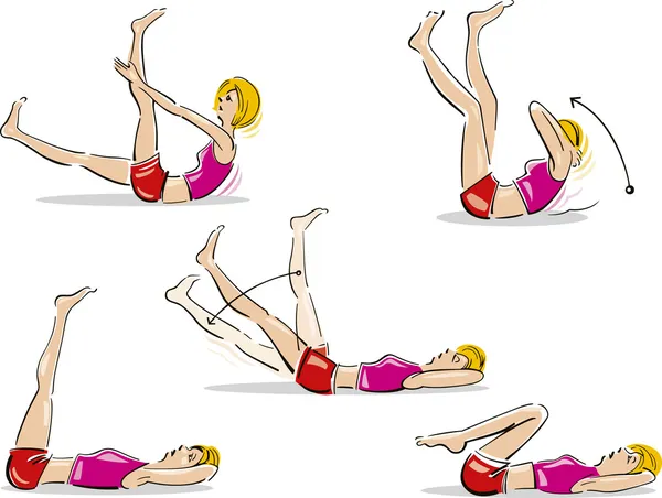 Mulher fazendo exercícios abdominais —  Vetores de Stock