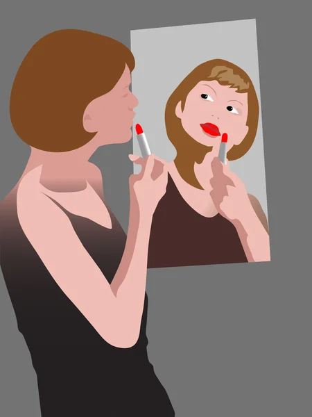Lipstick in mirror — Stock Vector