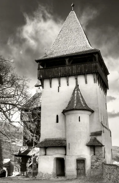 Biertan fortified church tower — Zdjęcie stockowe