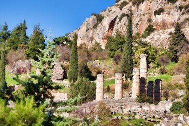 Old ruins of Temple Of Apollo, Delphi, Greece... clipart