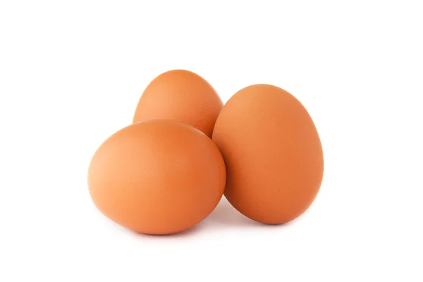 Drei Eier isoliert — Stockfoto