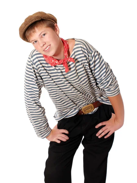 Portret van teenage gekleed in zeeman shirt — Stockfoto