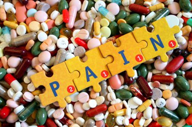 Drugs and puzzle letter -pain