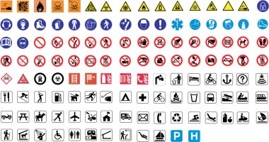 124 warning signs clipart