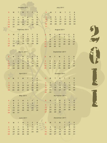 Kalendář 2011 — Stockový vektor