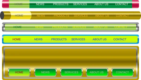 Set barra menu Web — Vettoriale Stock