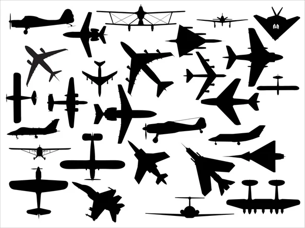 Vliegtuigen silhouetten vector pack — Stockvector