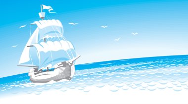 Sailboat in sea. clipart