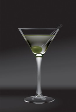 Martini kadehi ve zeytin