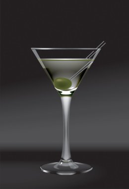 Martini glass and olive clipart