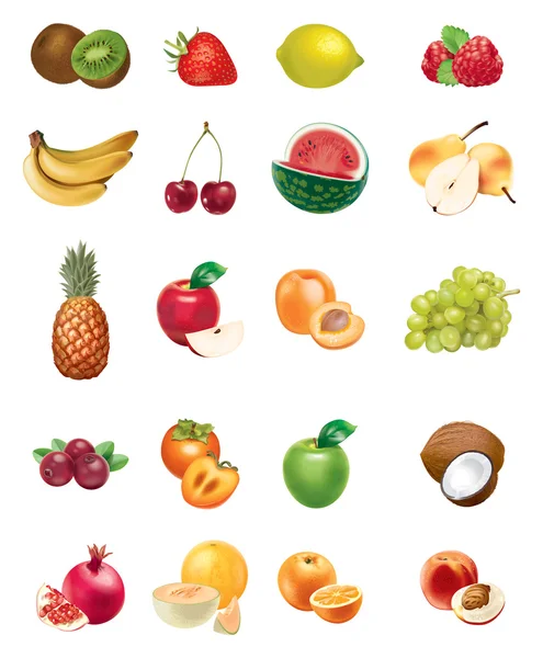 Ілюстрація фруктів та ягід — стокове фото