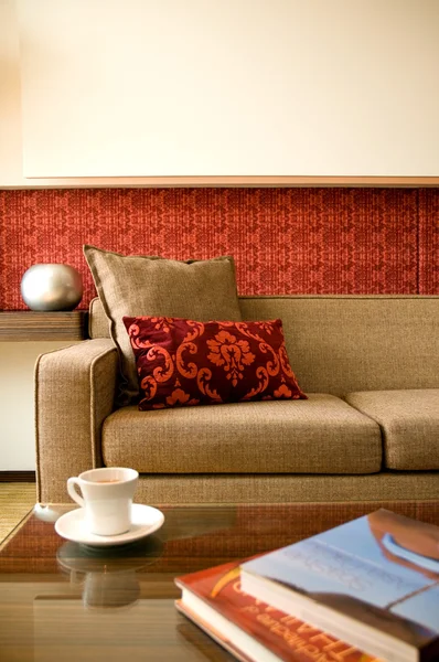 Ξενοδοχείο σουίτα σαλόνι με όμορφο εσωτερικό σχεδιασμό — Φωτογραφία Αρχείου