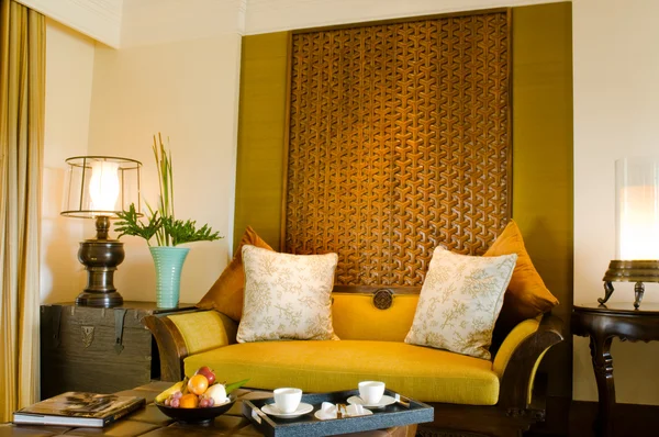 Zeitgenössischer Wohnbereich Resort Hotelsuite Zimmer — Stockfoto