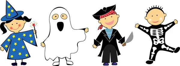 Kinder in Halloween-Kostümen — Stockvektor