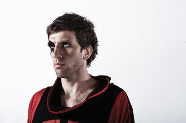 Serious man on white background