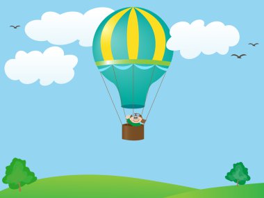 Man flying in a balloon clipart