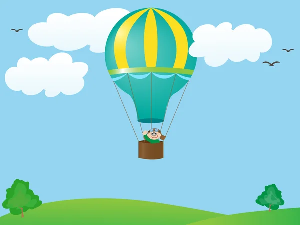 Man flying in a balloon — Stock Vector