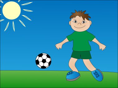 Children playing soccer clipart