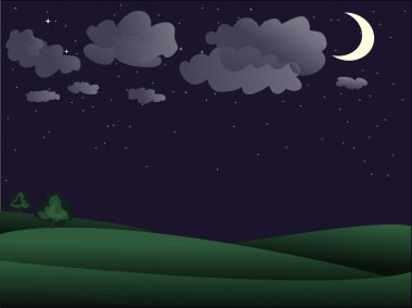 Vector night landscape clipart