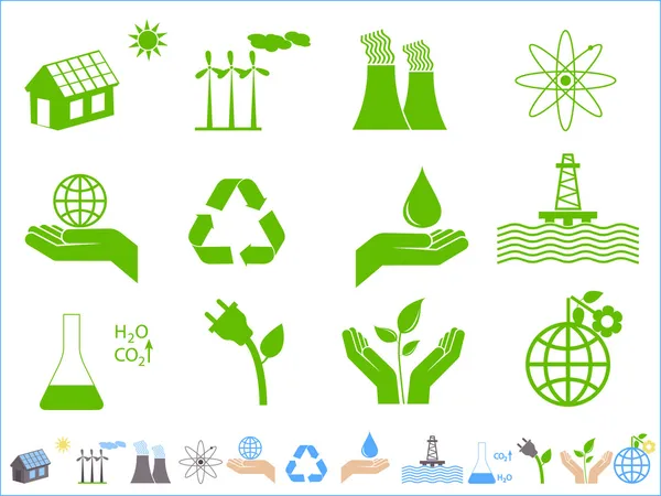 Icônes écologiques vertes — Image vectorielle