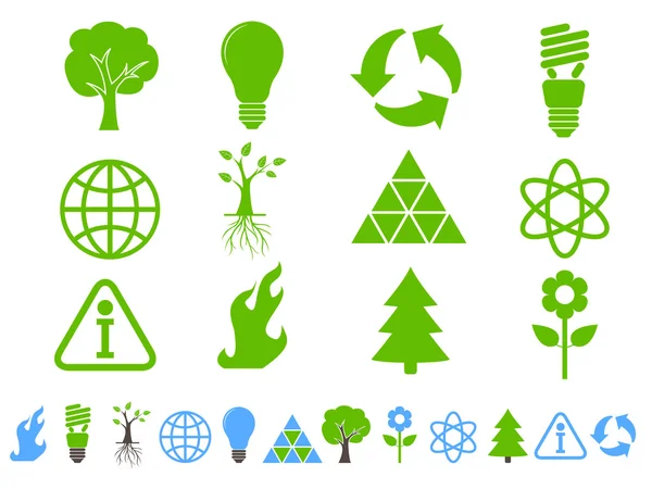 Зеленые экологические иконы — стоковый вектор