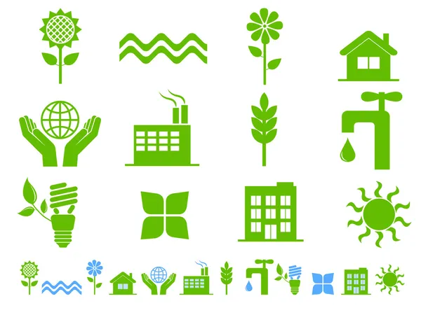Yeşil ekoloji simgeler — Stok Vektör