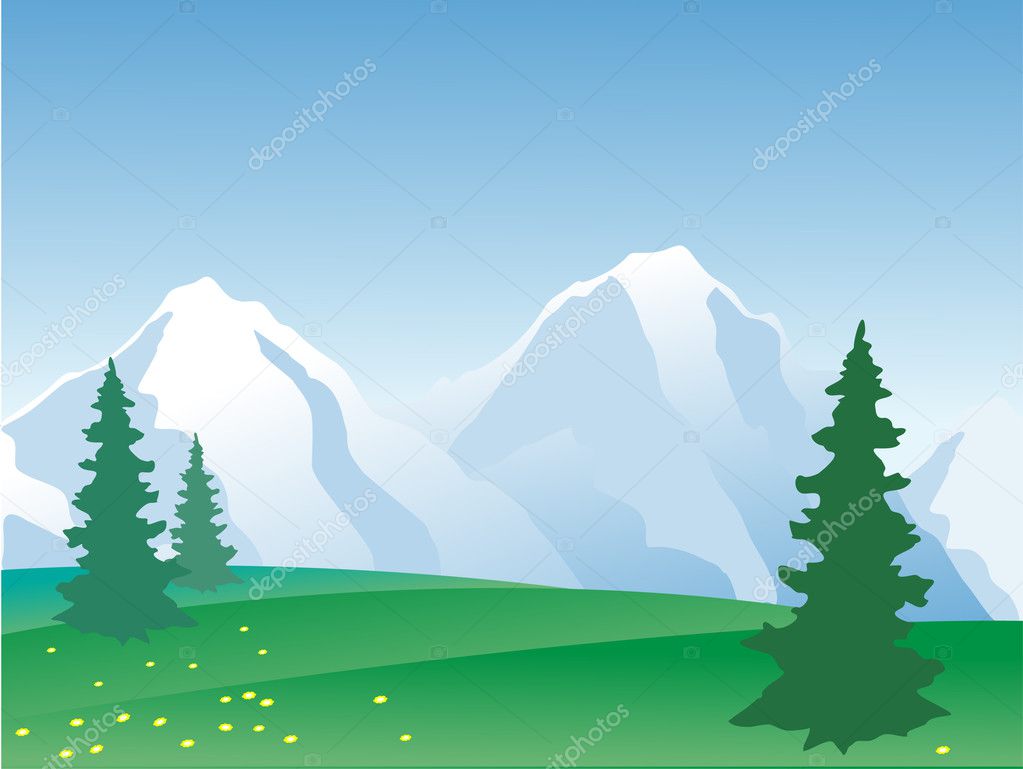 Vector mountain landscape — Stock Vector © Takra #3691266