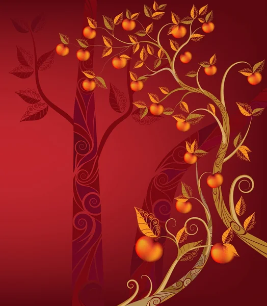 Φθινόπωρο δέντρο με φρούτα — Διανυσματικό Αρχείο