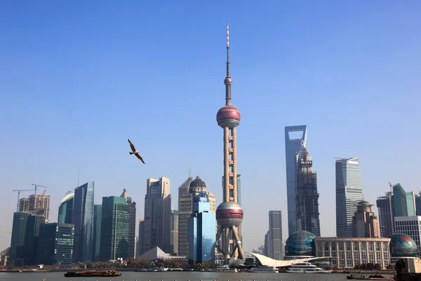 Shanghai Skyline com torre de pérola oriental , — Fotografia de Stock