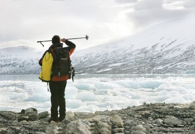 Explorer in a glacier clipart