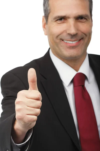 Businessman showing thumbs-up sign — Stock Photo, Image