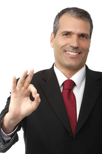 Empresário mostrando sinal de polegar para cima — Fotografia de Stock