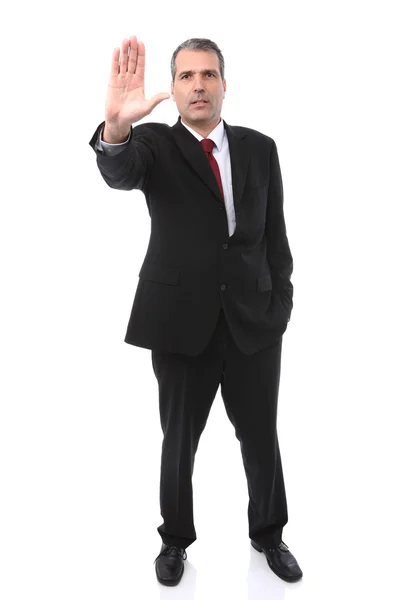 Zakenman gebaren stop met zijn hand — Stockfoto