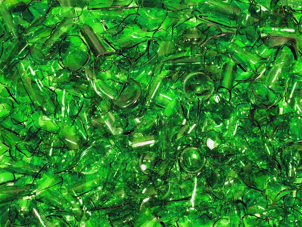 Střepy skleněných lahví zelená — Stock fotografie