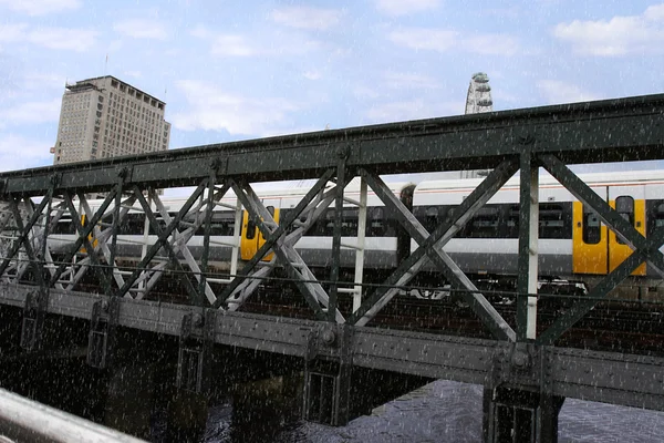 stock image London city bridge in rain storm