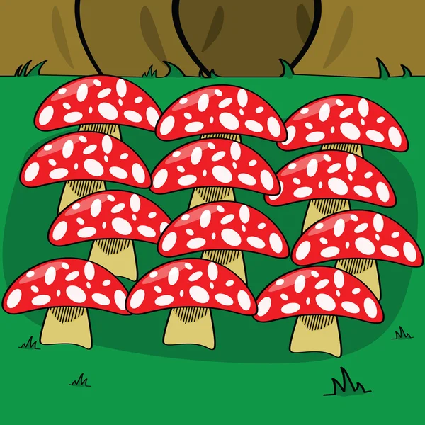 Funghi nella foresta — Vettoriale Stock